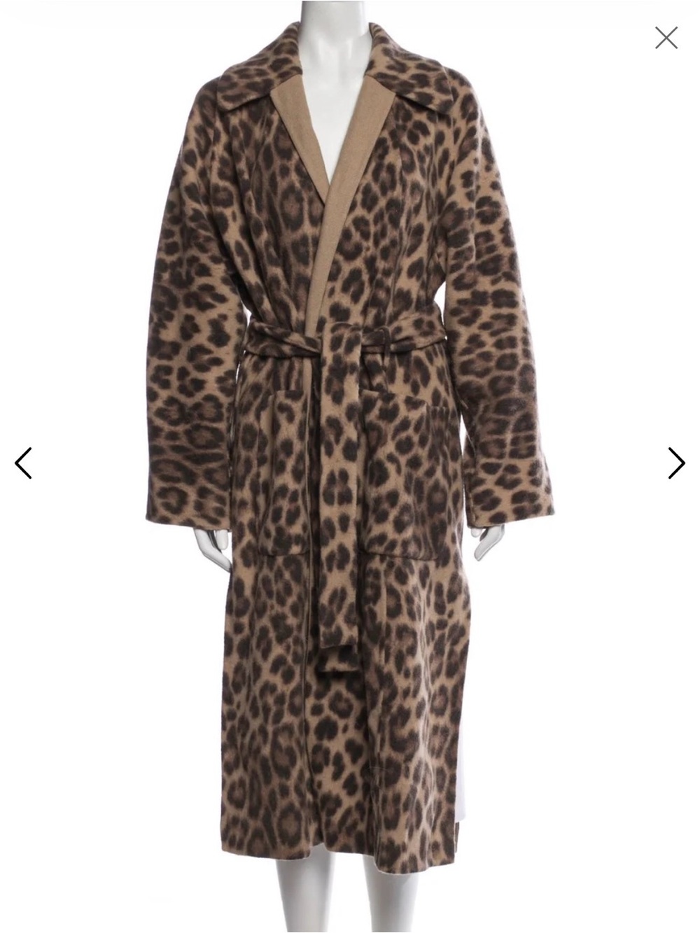 A.L.C. Leopard Print Long Belted Coat
